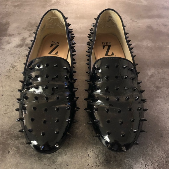 black spiked flats